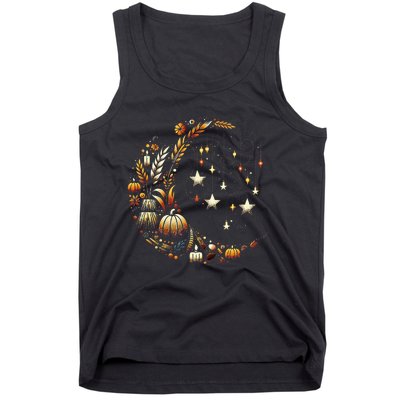 Fall Moon Pumpkins Stars Thanksgiving Harvest Doodles Tank Top