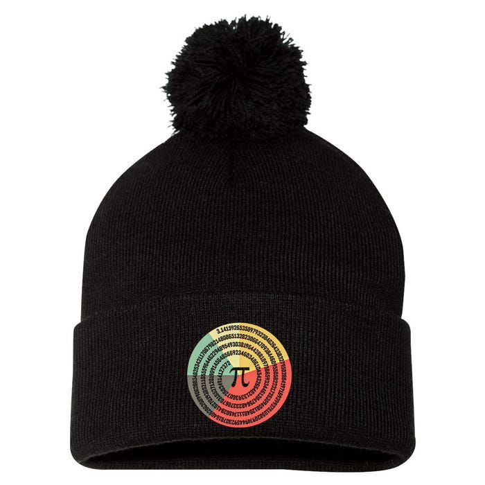 Funny Math Pie Chart Cake March 14 Design Happy Retro Pi Day Meaningful Gift Pom Pom 12in Knit Beanie