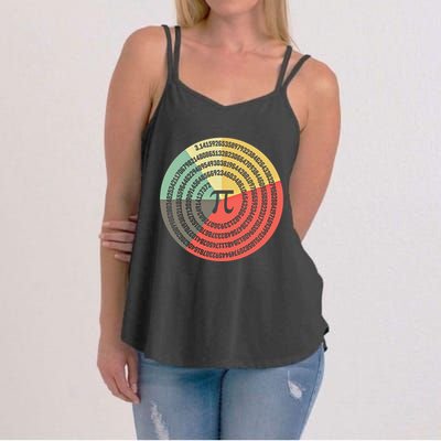 Funny Math Pie Chart Cake March 14 Design Happy Retro Pi Day Meaningful Gift Women's Strappy Tank