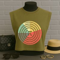Funny Math Pie Chart Cake March 14 Design Happy Retro Pi Day Meaningful Gift Garment-Dyed Women's Muscle Tee