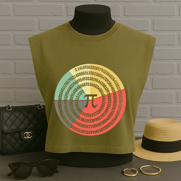 Funny Math Pie Chart Cake March 14 Design Happy Retro Pi Day Meaningful Gift Garment-Dyed Women's Muscle Tee