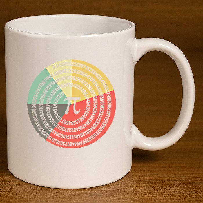 Funny Math Pie Chart Cake March 14 Design Happy Retro Pi Day Meaningful Gift 11oz C Handle Ceramic Mug