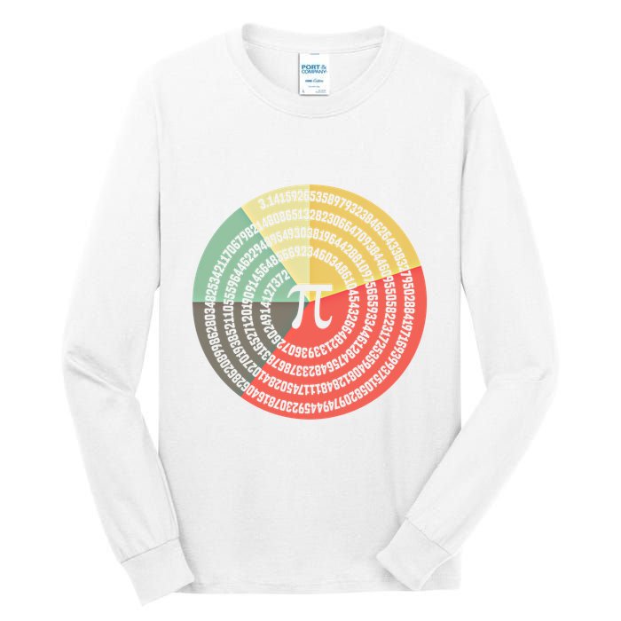 Funny Math Pie Chart Cake March 14 Design Happy Retro Pi Day Meaningful Gift Tall Long Sleeve T-Shirt