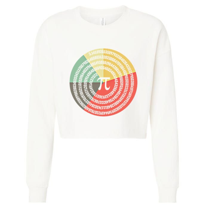 Funny Math Pie Chart Cake March 14 Design Happy Retro Pi Day Meaningful Gift Cropped Pullover Crew