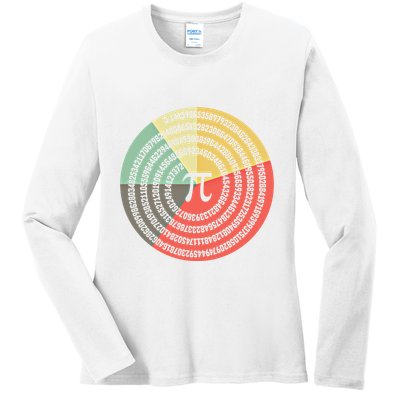 Funny Math Pie Chart Cake March 14 Design Happy Retro Pi Day Meaningful Gift Ladies Long Sleeve Shirt