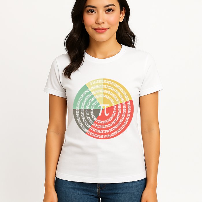 Funny Math Pie Chart Cake March 14 Design Happy Retro Pi Day Meaningful Gift Womens T-Shirt