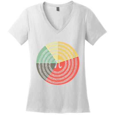 Funny Math Pie Chart Cake March 14 Design Happy Retro Pi Day Meaningful Gift Women's V-Neck T-Shirt