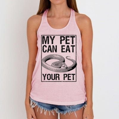 Funny My Pet Can Eat Your Pet | Cool Snake Lover Gift Owner Women's Knotted Racerback Tank