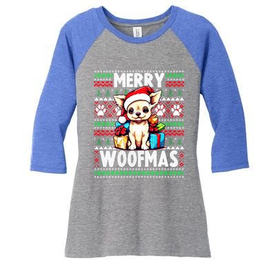 Family Matching Pajama Top Ugly Christmas Dog Chihuahua Gift Women's Tri-Blend 3/4-Sleeve Raglan Shirt