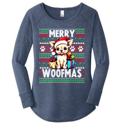 Family Matching Pajama Top Ugly Christmas Dog Chihuahua Gift Women's Perfect Tri Tunic Long Sleeve Shirt