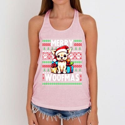 Family Matching Pajama Top Ugly Christmas Dog Chihuahua Gift Women's Knotted Racerback Tank