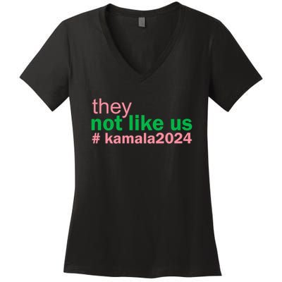 Femininomenon Madam Pres Kamala They Not Like Us Brat Empowered Women President Women's V-Neck T-Shirt
