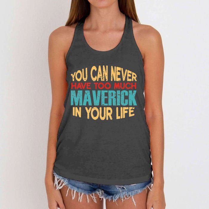 Funny Maverick Personalized  First Name Joke Item Women's Knotted Racerback Tank