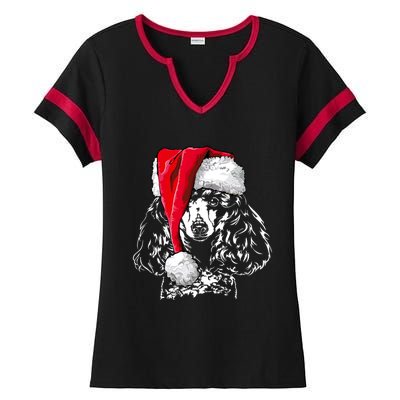 Funny Miniature Poodle Santa Christmas Dog Mom Gift Present Gift Ladies Halftime Notch Neck Tee