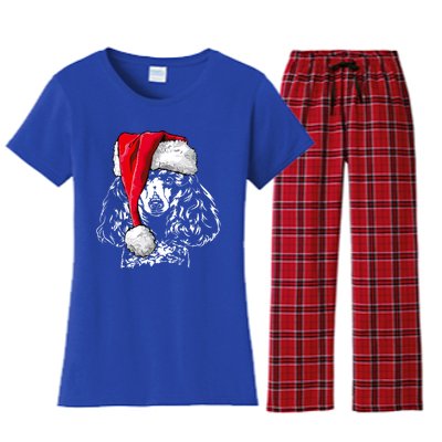 Funny Miniature Poodle Santa Christmas Dog Mom Gift Present Gift Women's Flannel Pajama Set