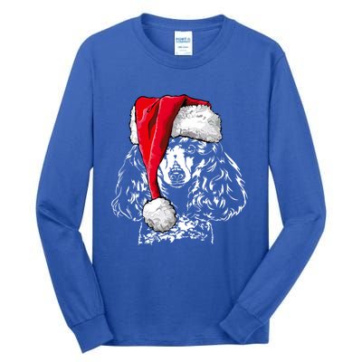 Funny Miniature Poodle Santa Christmas Dog Mom Gift Present Gift Tall Long Sleeve T-Shirt