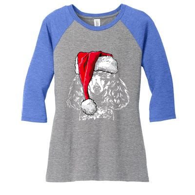 Funny Miniature Poodle Santa Christmas Dog Mom Gift Present Gift Women's Tri-Blend 3/4-Sleeve Raglan Shirt