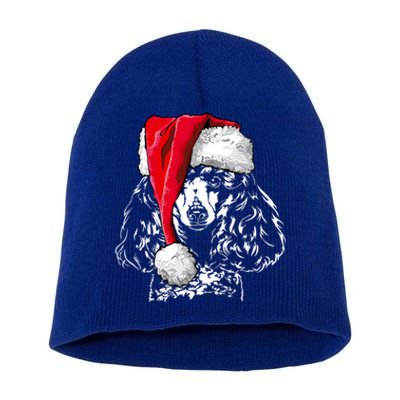 Funny Miniature Poodle Santa Christmas Dog Mom Gift Present Gift Short Acrylic Beanie