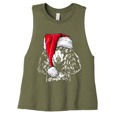 Funny Miniature Poodle Santa Christmas Dog Mom Gift Present Gift Women's Racerback Cropped Tank