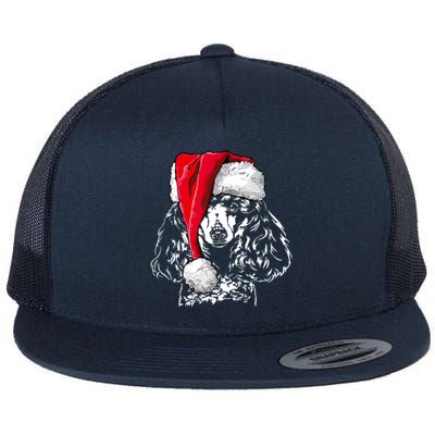 Funny Miniature Poodle Santa Christmas Dog Mom Gift Present Gift Flat Bill Trucker Hat