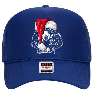 Funny Miniature Poodle Santa Christmas Dog Mom Gift Present Gift High Crown Mesh Back Trucker Hat