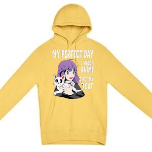 Funny My Perfect Day Anime And Cat Lover For Teen Premium Pullover Hoodie