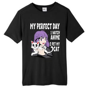 Funny My Perfect Day Anime And Cat Lover For Teen Tall Fusion ChromaSoft Performance T-Shirt