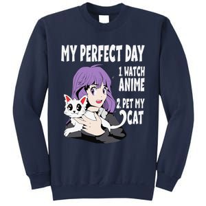 Funny My Perfect Day Anime And Cat Lover For Teen Sweatshirt