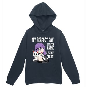 Funny My Perfect Day Anime And Cat Lover For Teen Urban Pullover Hoodie