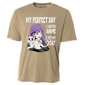 Funny My Perfect Day Anime And Cat Lover For Teen Cooling Performance Crew T-Shirt