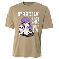 Funny My Perfect Day Anime And Cat Lover For Teen Cooling Performance Crew T-Shirt