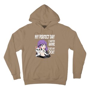 Funny My Perfect Day Anime And Cat Lover For Teen Hoodie