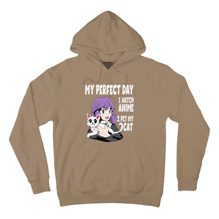 Funny My Perfect Day Anime And Cat Lover For Teen Hoodie