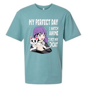 Funny My Perfect Day Anime And Cat Lover For Teen Sueded Cloud Jersey T-Shirt