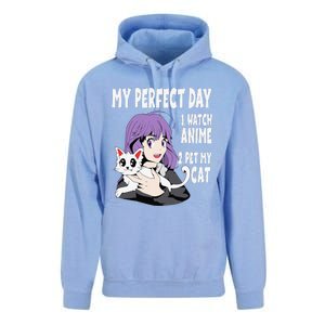 Funny My Perfect Day Anime And Cat Lover For Teen Unisex Surf Hoodie