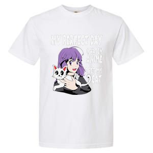 Funny My Perfect Day Anime And Cat Lover For Teen Garment-Dyed Heavyweight T-Shirt