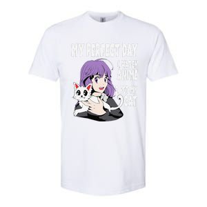 Funny My Perfect Day Anime And Cat Lover For Teen Softstyle CVC T-Shirt