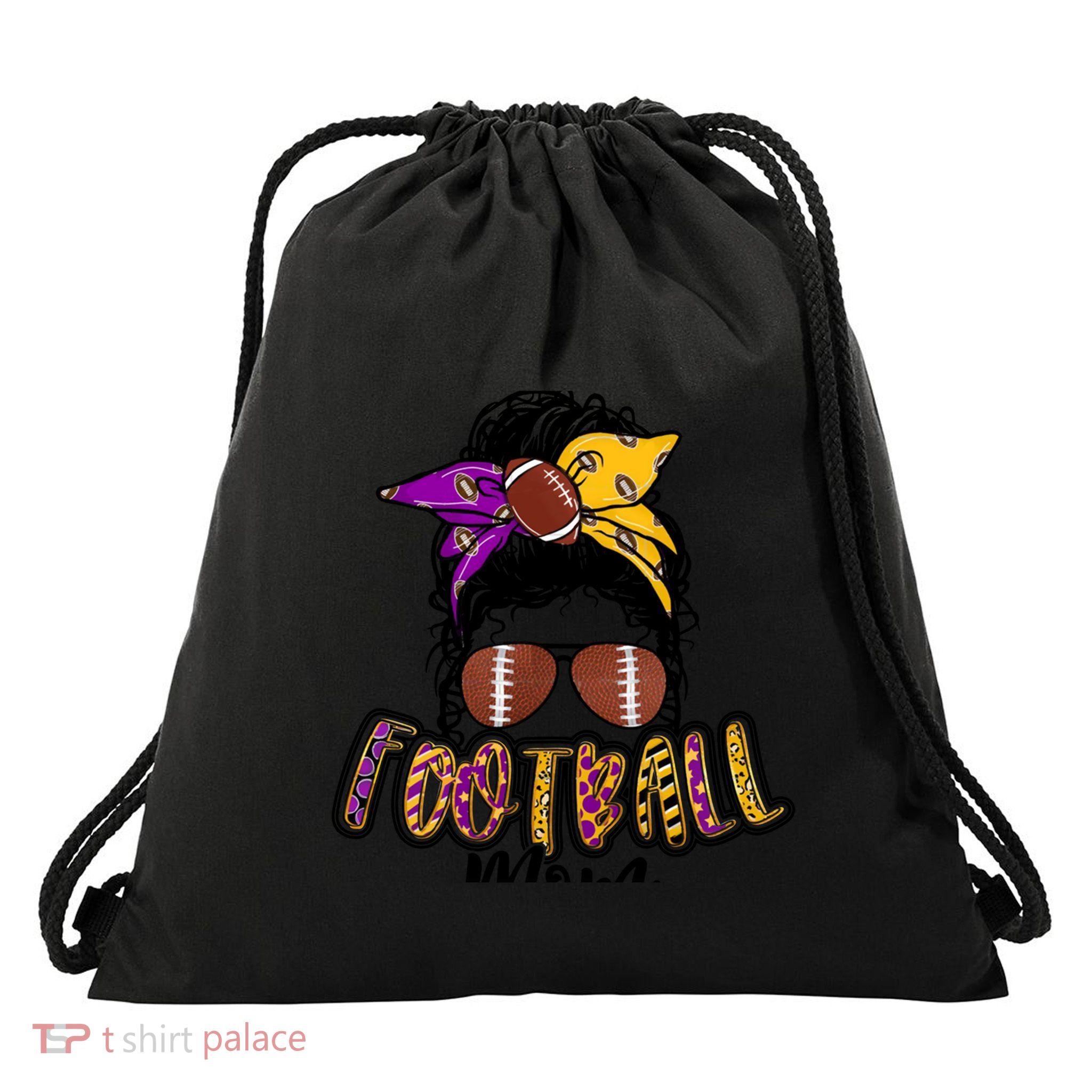 Football Mom Purple And Gold Gift Drawstring Bag