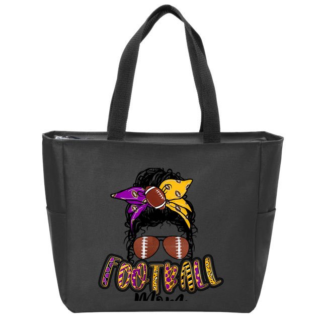 Football Mom Purple And Gold Gift Zip Tote Bag