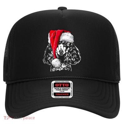 Funny Miniature Poodle Santa Christmas Dog Mom Gift Present Cute Gift High Crown Mesh Back Trucker Hat