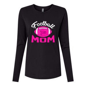 Football Mom Pink Ribbon Leopard Breast Cancer Awareness Gift Womens Cotton Relaxed Long Sleeve T-Shirt