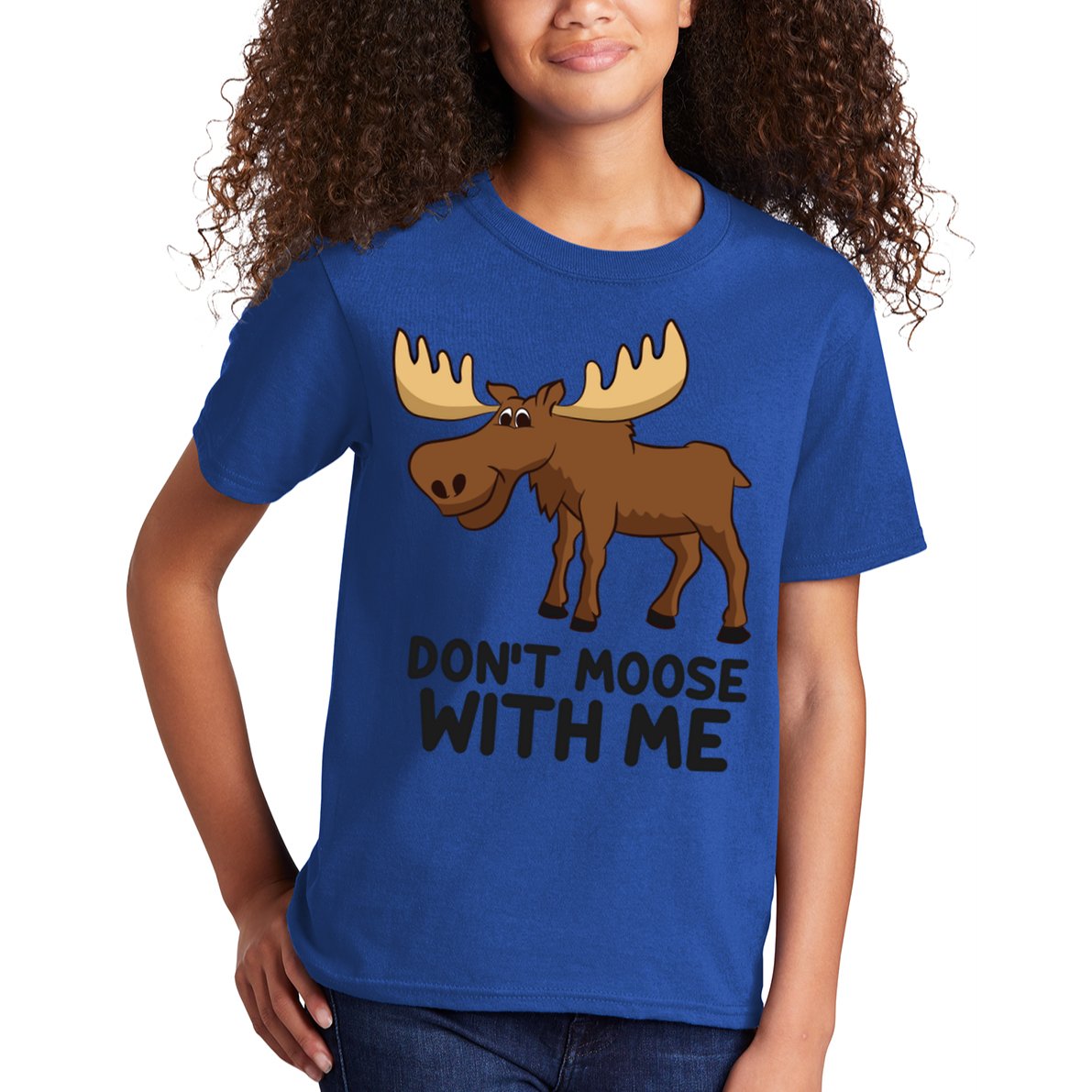 Funny Moose Pun Don't Moose With Me Funny Elk Moose Gift Kids T-Shirt