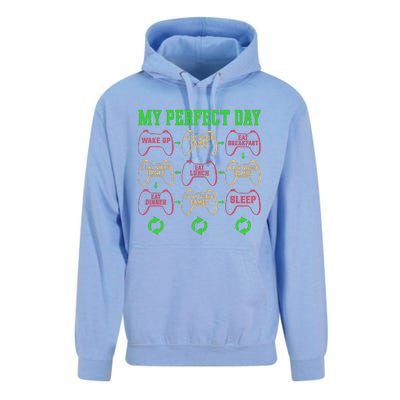 Funny My Perfect Day Wake Up Play Video Games Unisex Surf Hoodie