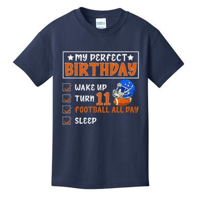 Funny My Perfect Birthday 11 Years Old Football 11th Birthda Kids T-Shirt