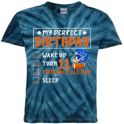 Funny My Perfect Birthday 11 Years Old Football 11th Birthda Kids Tie-Dye T-Shirt