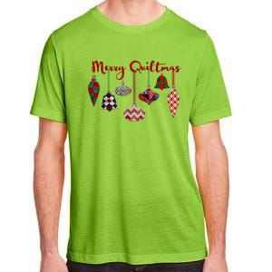 Funny Merry Quiltmas Quilting Christmas Ornament Sewing Adult ChromaSoft Performance T-Shirt