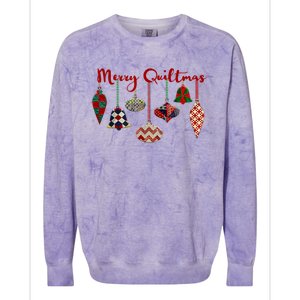 Funny Merry Quiltmas Quilting Christmas Ornament Sewing Colorblast Crewneck Sweatshirt