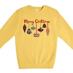 Funny Merry Quiltmas Quilting Christmas Ornament Sewing Premium Crewneck Sweatshirt