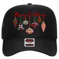 Funny Merry Quiltmas Quilting Christmas Ornament Sewing High Crown Mesh Back Trucker Hat