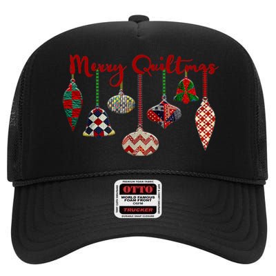 Funny Merry Quiltmas Quilting Christmas Ornament Sewing High Crown Mesh Back Trucker Hat